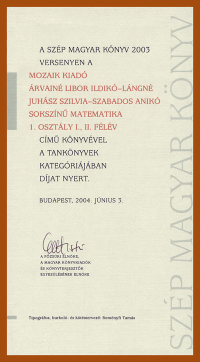 Szép Magyar Könyv 2003 Díj